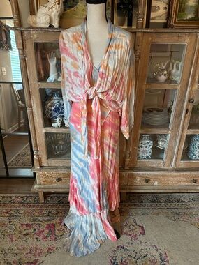 Tie-Dye Maxi Dress with Lightweight Wrap